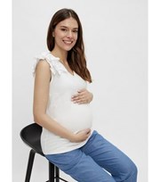 Mama.Licious Mamalicious Maternity White Jersey Ruffle Top